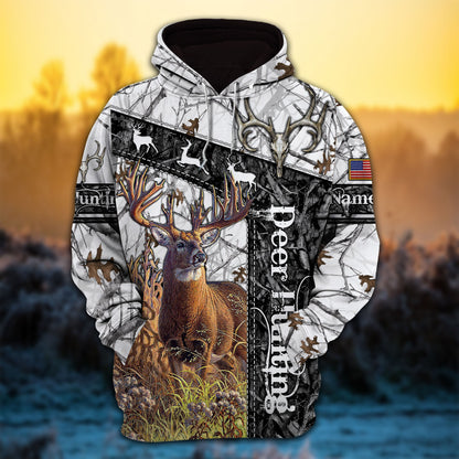 frenzidea Customized Name Deer Hunting Camo 3D Hoodie (3 Colors)