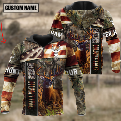 Frenzidea Personalized Name American Deer Hunting Hoodie & Zip Hoodie 3D Multicolor