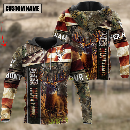 Frenzidea Personalized Name American Deer Hunting Hoodie & Zip Hoodie 3D Multicolor