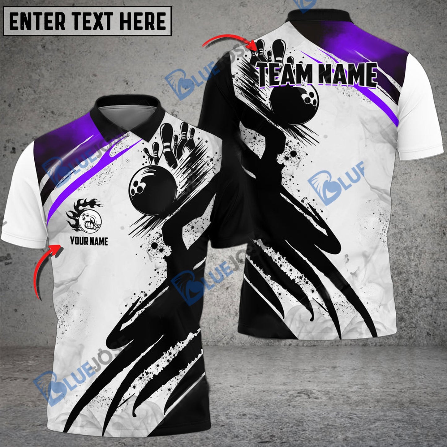 frenzidea Bowling And Pins Abstract Drawing Customized Name 3D Shirt (4 Colors)