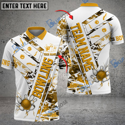 frenzidea Bowling And Pins White Grunge Customized Name 3D Shirt (4 Colors)