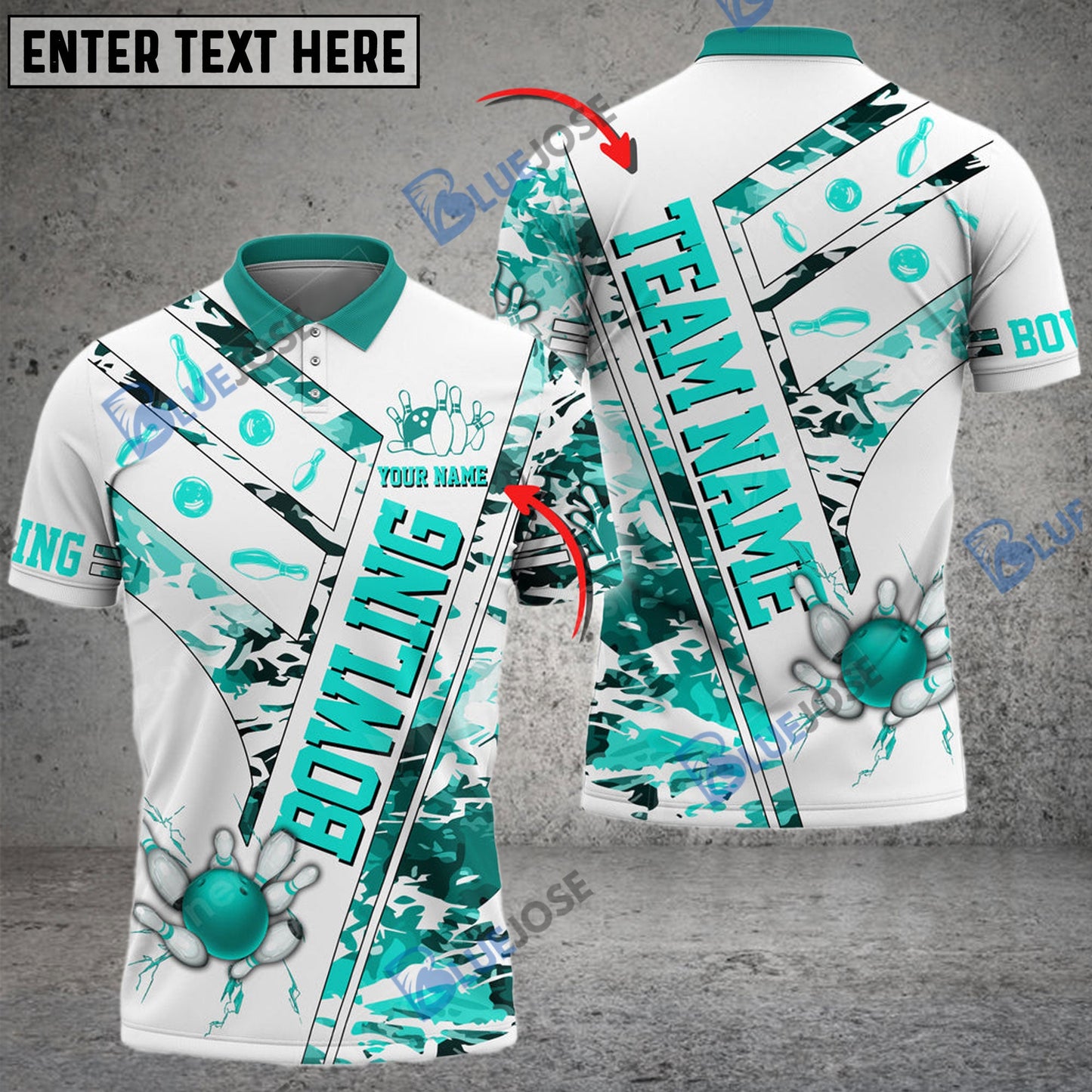 frenzidea Bowling And Pins White Grunge Customized Name 3D Shirt (4 Colors)
