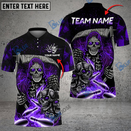 frenzidea Bowling And Pins Reaper Flame Customized Name 3D Shirt (4 Colors)