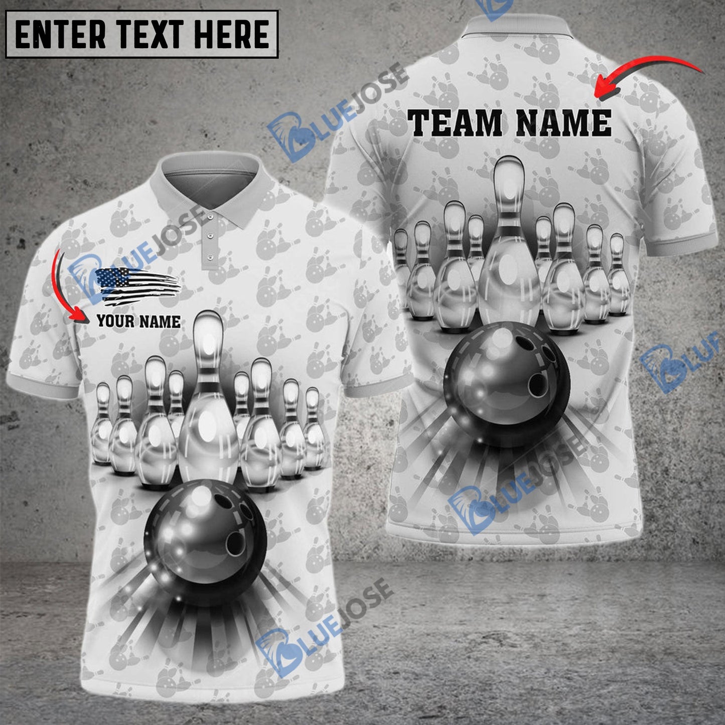 frenzideas Bowling And Pins American Pattern Multicolor Customized Name 3D Shirt ( 4 Colors )