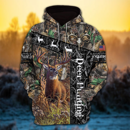 frenzidea Customized Name Deer Hunting Camo 3D Hoodie (3 Colors)