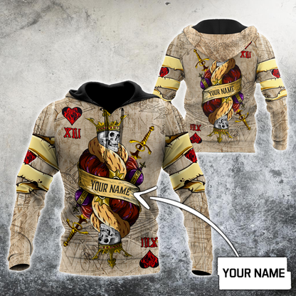 Frenzidea Customize Name Poker King Skull Polo Shirt