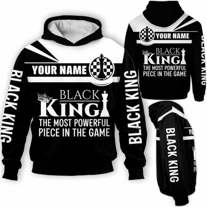 Frenzidea Chess Black King Powerful Custom Name 3D Hoodie