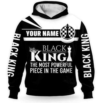 Frenzidea Chess Black King Powerful Custom Name 3D Hoodie