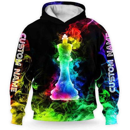 Frenzidea Chess Colorful Smoke Custom Name 3D Hoodie
