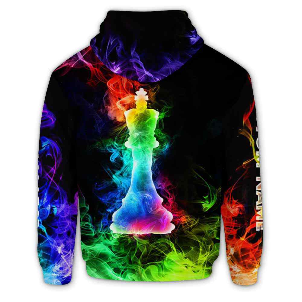 Frenzidea Chess Colorful Smoke Custom Name 3D Hoodie