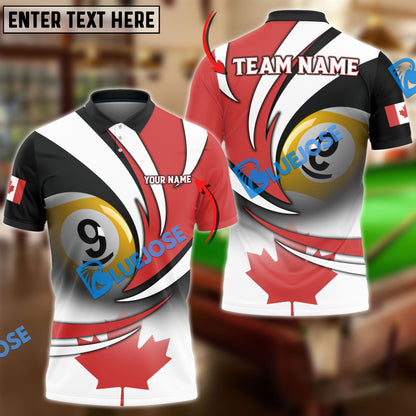 Frenzidea Billiards Canada Flag Personalized Name, Team Name Unisex Shirt ( 3 Colors )