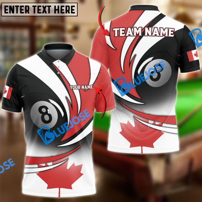 Frenzidea Billiards Canada Flag Personalized Name, Team Name Unisex Shirt ( 3 Colors )
