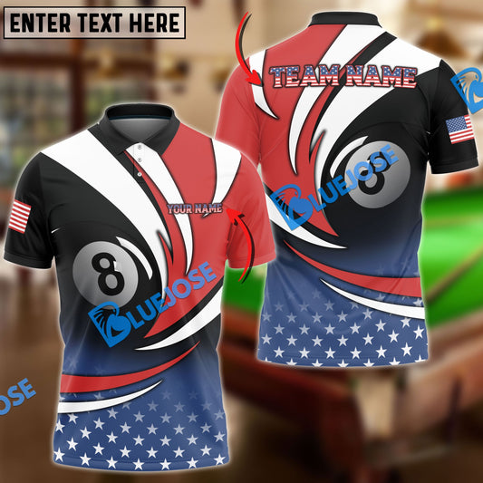 Frenzidea Billiards American Flag Personalized Name, Team Name Unisex Shirt ( 3 Colors )