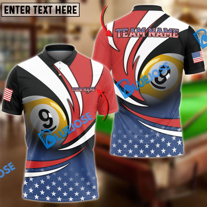 Frenzidea Billiards American Flag Personalized Name, Team Name Unisex Shirt ( 3 Colors )
