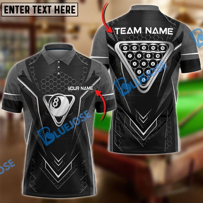 Frenzidea Billiards 8 Metal Personalized Name, Team Name Unisex Shirt ( 4 Colors )
