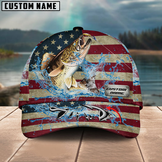 Frenzidea Personalized American Walleye Water Splash FIshing Classic Cap