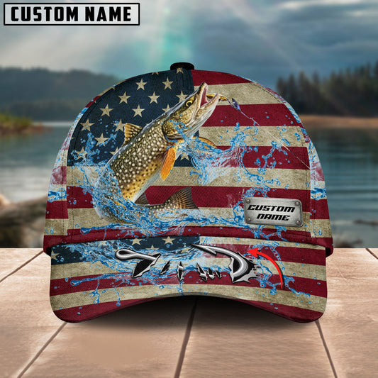 Frenzidea Personalized American Pike  Water Splash FIshing Classic Cap