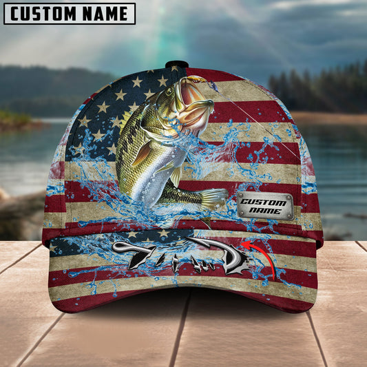 Frenzidea Personalized American Bass Water Splash FIshing Classic Cap