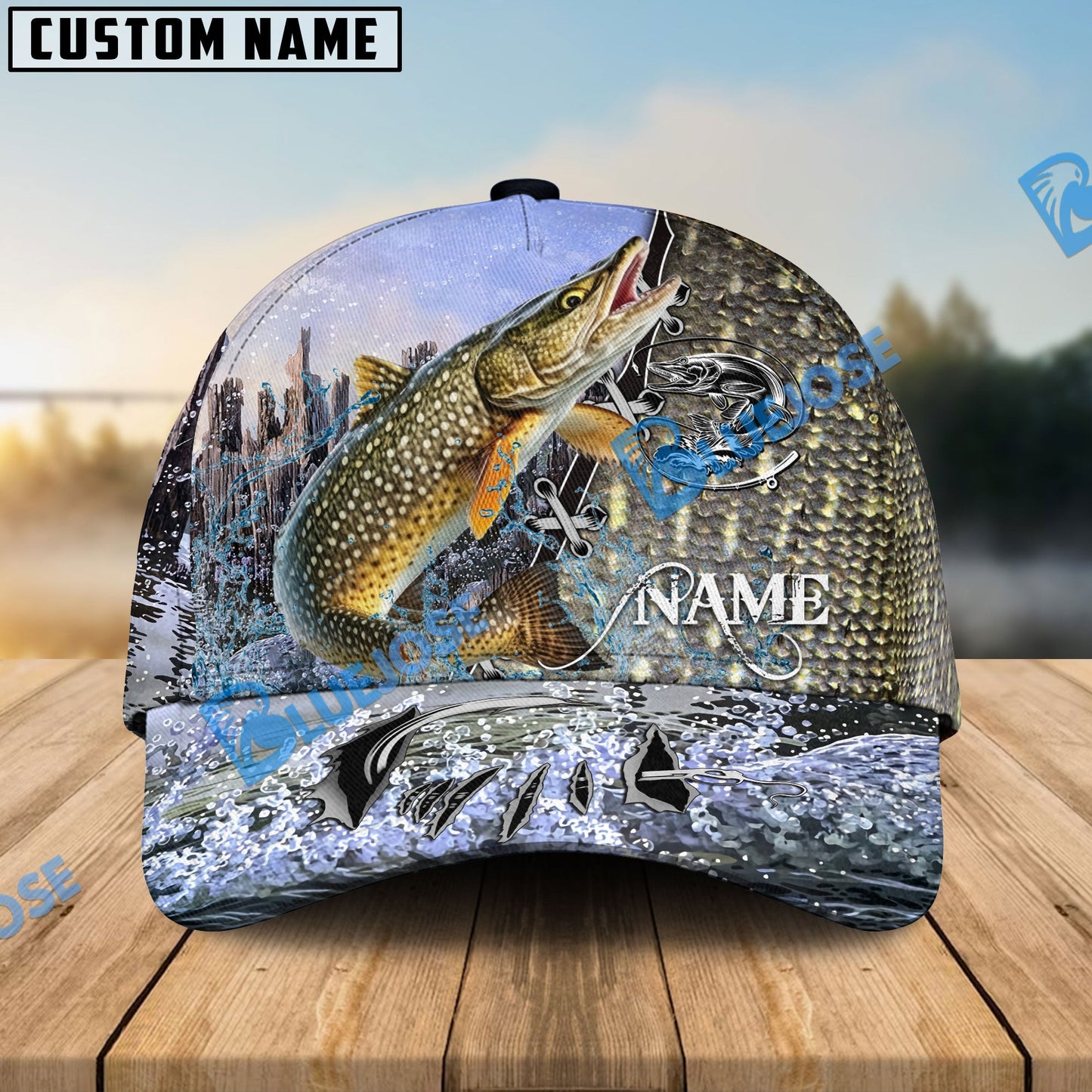 Frenzidea Personalized Clear Water Skin Pike Fishing Classic Cap