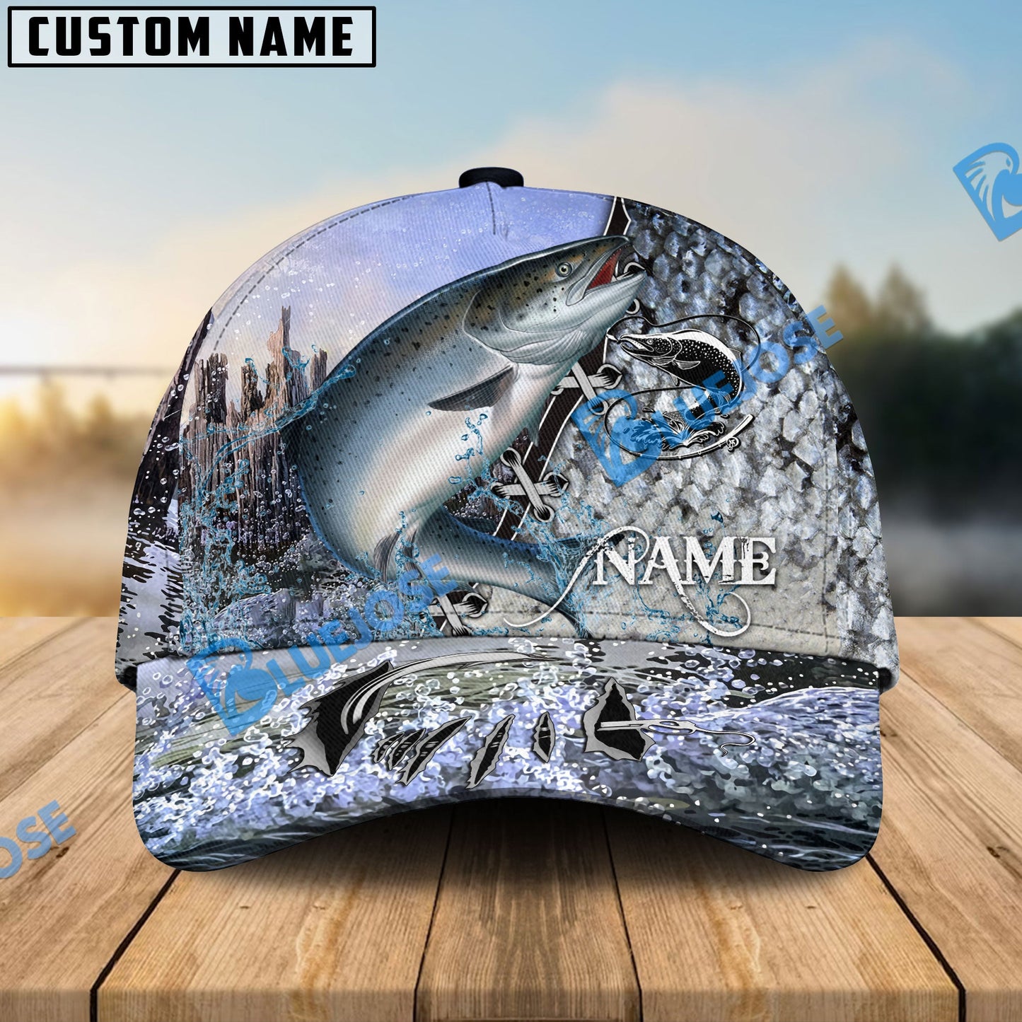 Frenzidea Personalized Clear Water Skin Salmon Fishing Classic Cap