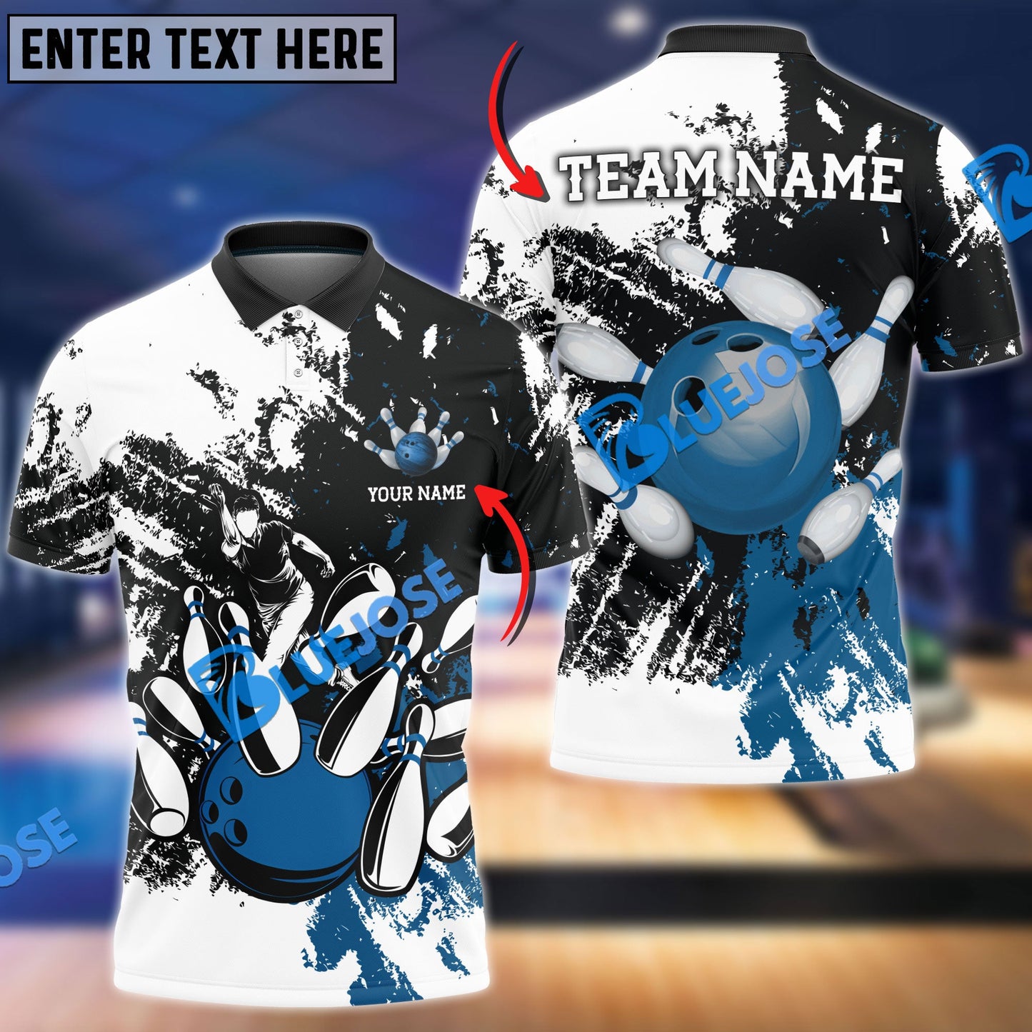 Frenzidea Bowling And Pins Grunge Retro Player Customized Name 3D Shirt (4 Colors)