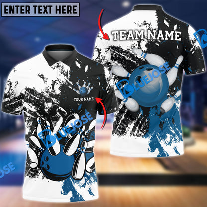 Frenzidea Bowling And Pins Grunge Retro Player Customized Name 3D Shirt (4 Colors)