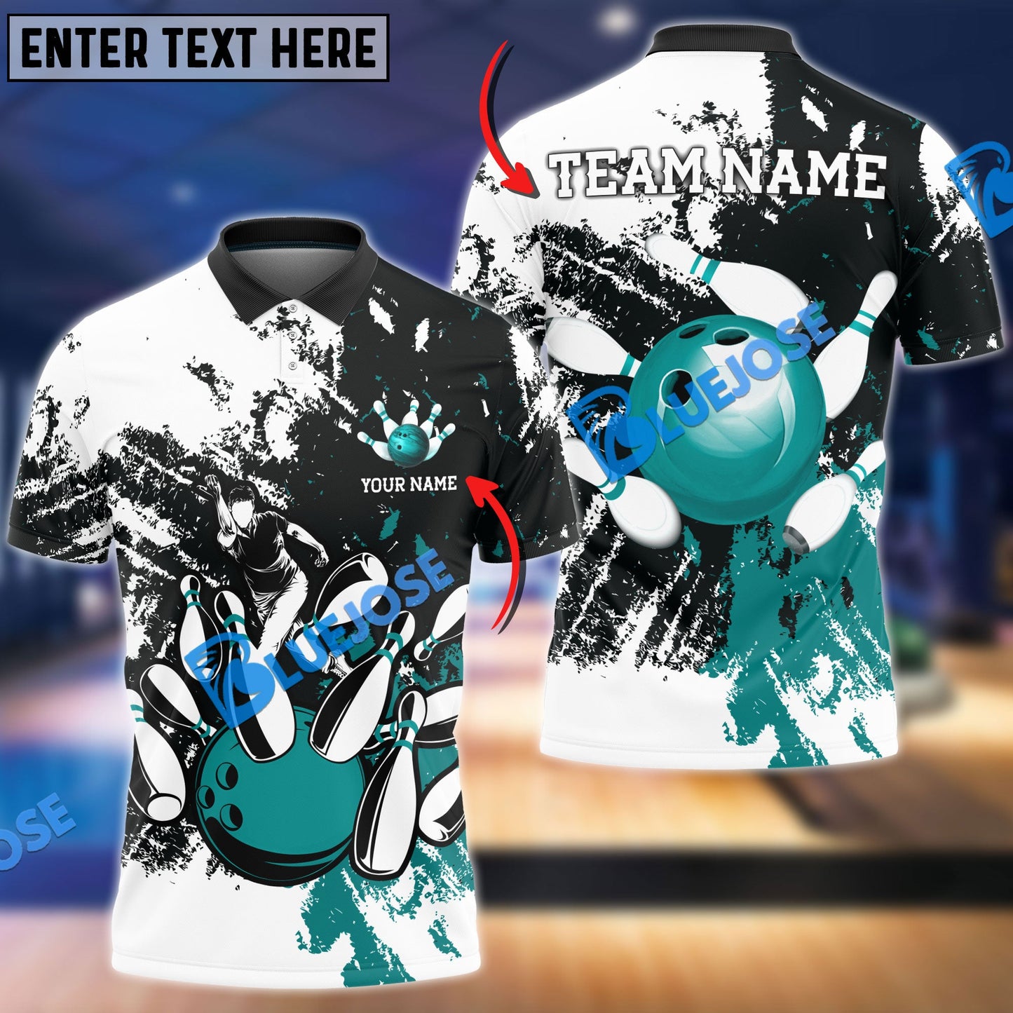 Frenzidea Bowling And Pins Grunge Retro Player Customized Name 3D Shirt (4 Colors)