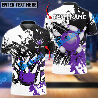 Frenzidea Bowling And Pins Grunge Retro Player Customized Name 3D Shirt (4 Colors)