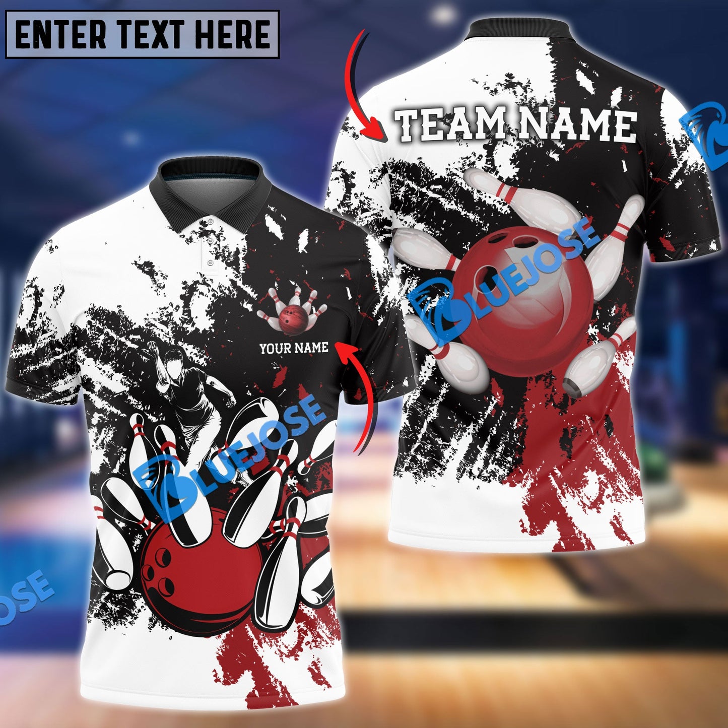 Frenzidea Bowling And Pins Grunge Retro Player Customized Name 3D Shirt (4 Colors)