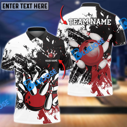 Frenzidea Bowling And Pins Grunge Retro Player Customized Name 3D Shirt (4 Colors)