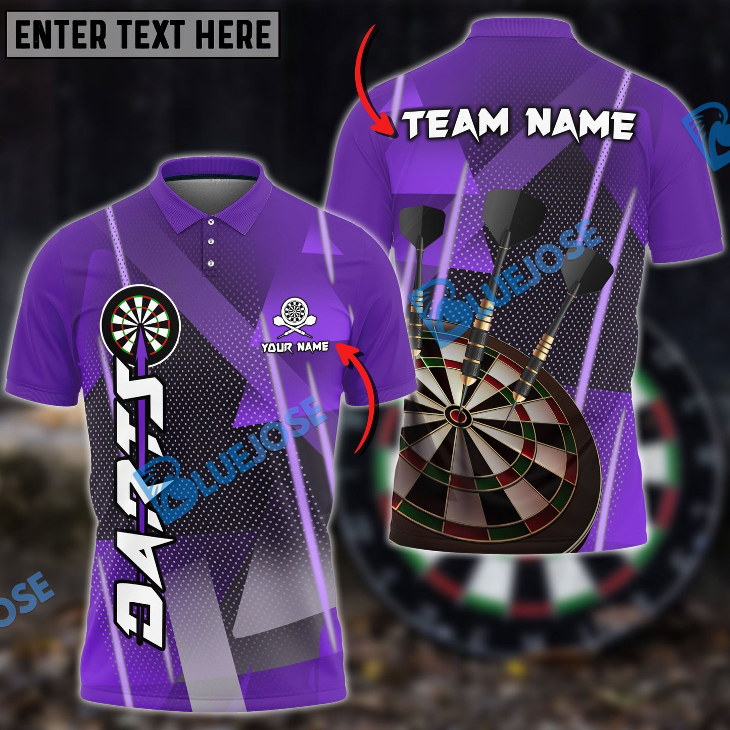 Frenzidea Darts Bling Arrow Personalized Name, Team Name 3D Shirt (6 Colors)
