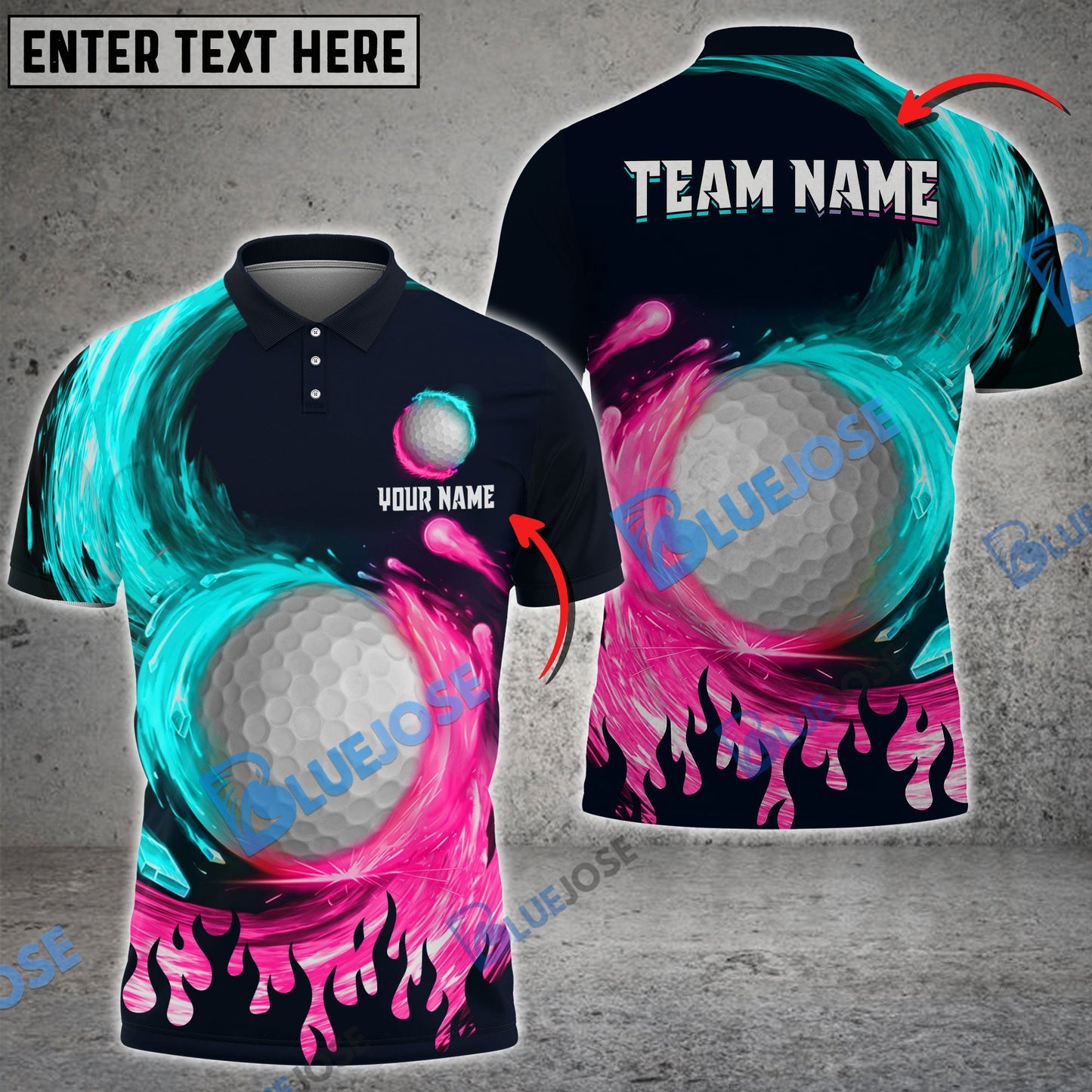 Frenzidea Golf Spinning Paint Customized Name, Team Name 3D Shirts (4 Colors)