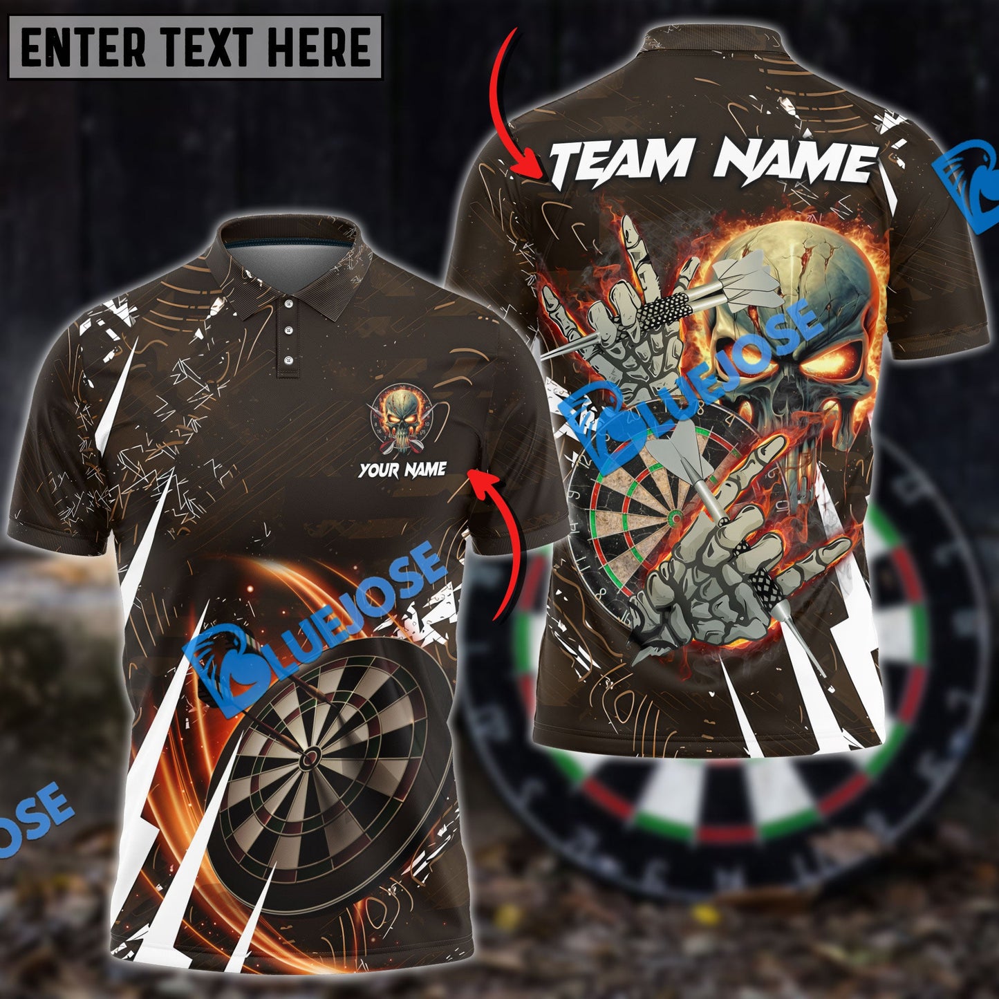 Frenzidea Darts Skull Of Punishment Personalized Name, Team Name 3D Shirt (6 Colors)