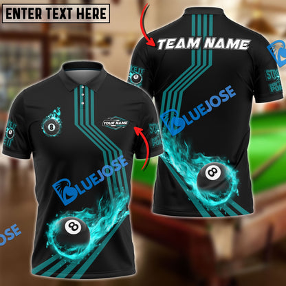 Frenzidea Billiards Ball 8 Fire Racing Road Personalized Name, Team Name Unisex Shirt ( 6 Colors )