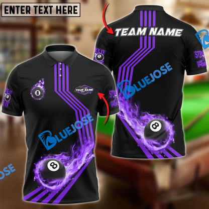 Frenzidea Billiards Ball 8 Fire Racing Road Personalized Name, Team Name Unisex Shirt ( 6 Colors )