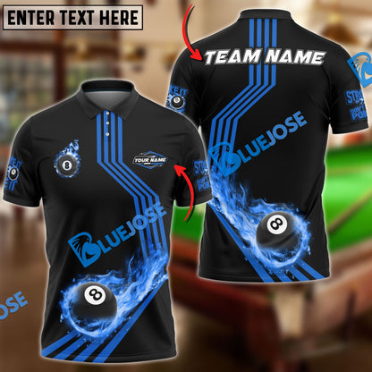 Frenzidea Billiards Ball 8 Fire Racing Road Personalized Name, Team Name Unisex Shirt ( 6 Colors )