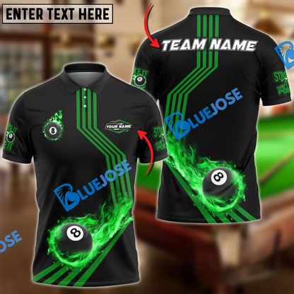 Frenzidea Billiards Ball 8 Fire Racing Road Personalized Name, Team Name Unisex Shirt ( 6 Colors )