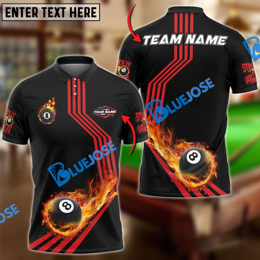Frenzidea Billiards Ball 8 Fire Racing Road Personalized Name, Team Name Unisex Shirt ( 6 Colors )