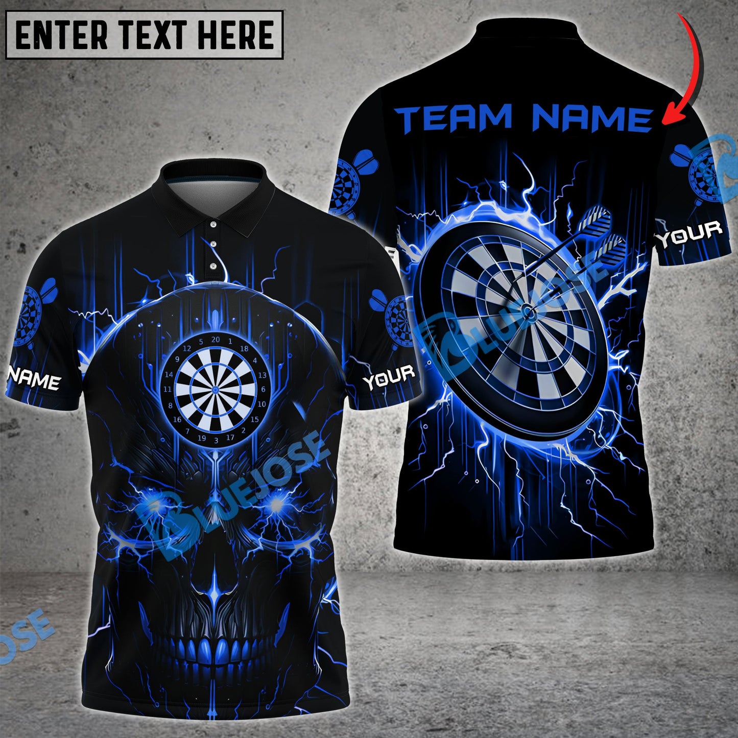 Frenzidea Darts Lightning Skull Personalized Name, Team Name 3D Shirt (4 Colors)