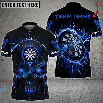 Frenzidea Darts Lightning Skull Personalized Name, Team Name 3D Shirt (4 Colors)