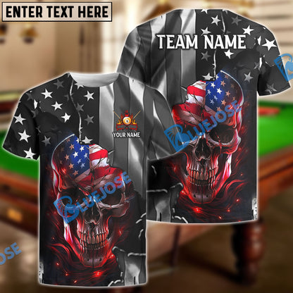 Frenzidea Billiard Ball 9 American Skull Metal Art Personalized Name, Team Name Unisex Shirt