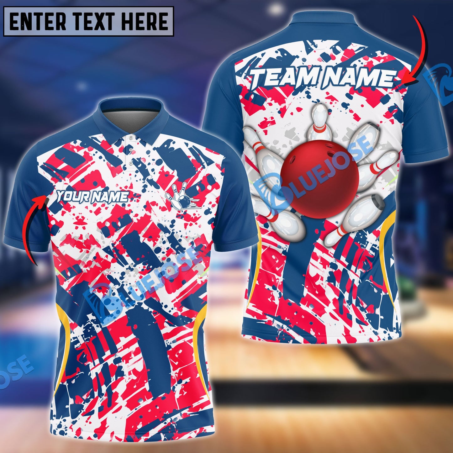 Frenzideas Bowling with Colorful Background Customized Name, Team Name 3D Shirt