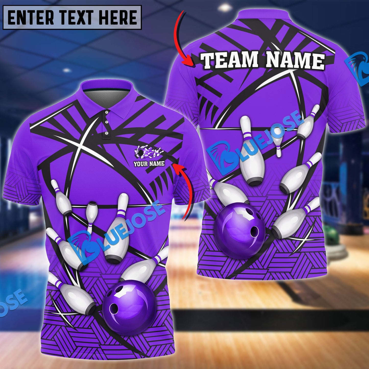 Frenzideas Bowling And Pins Black Net Pattern Customized Name 3D Shirt (4 Colors)