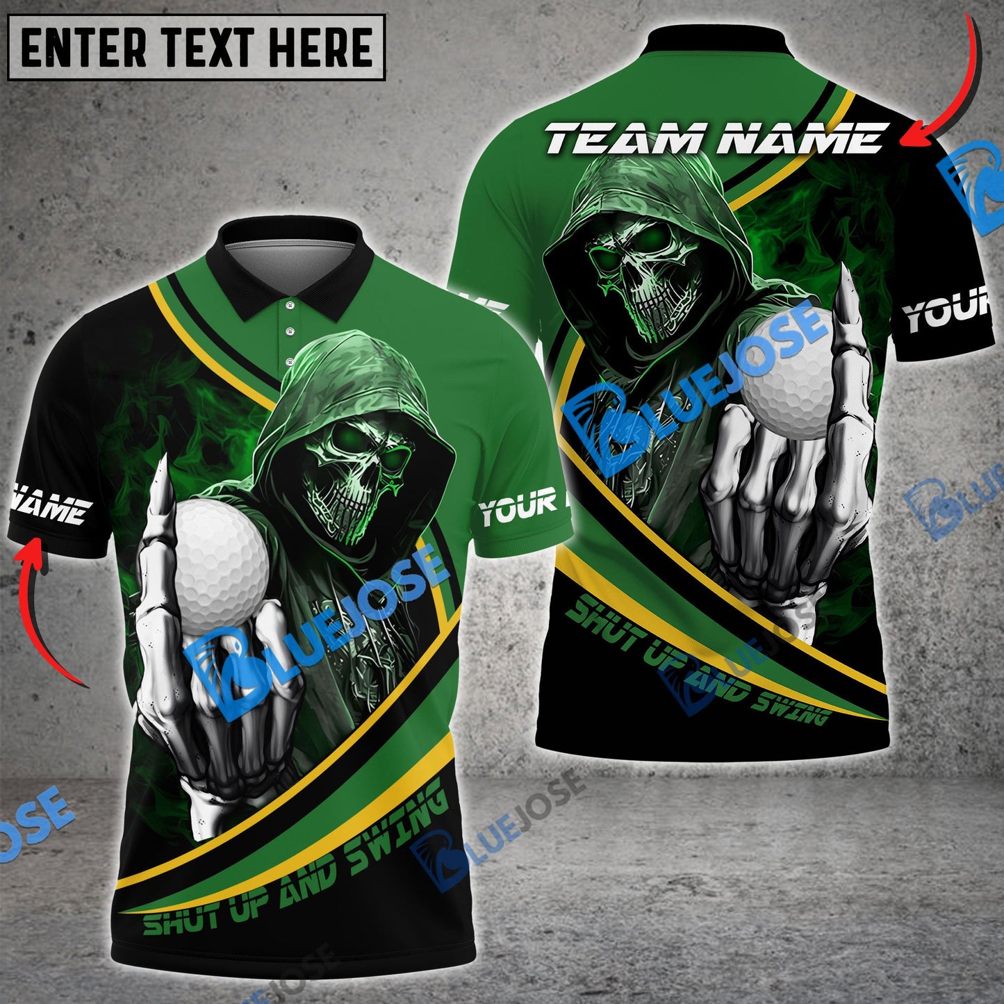 Frenzidea Golf Hooded Skull Gang Customized Name, Team Name 3D Shirts (4 Colors)