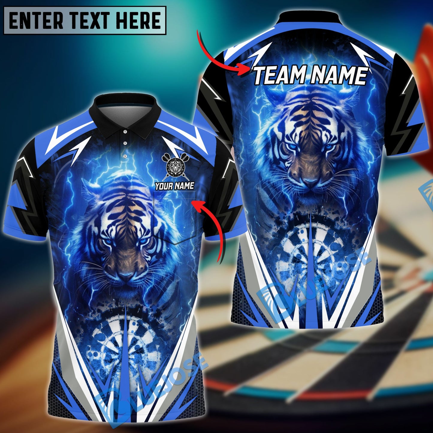 Frenzidea Darts Thunder Tiger Personalized Name, Team Name 3D Shirt