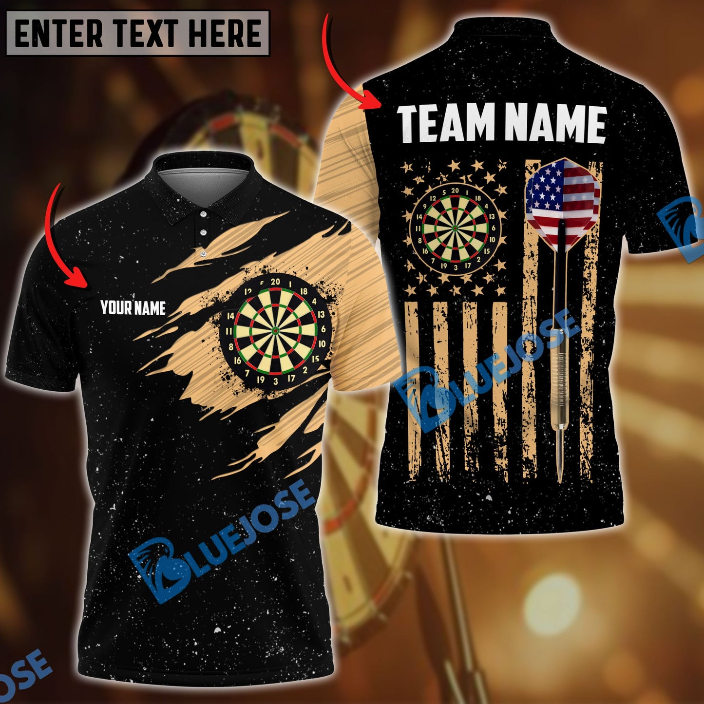 Frenzidea Darts USA Flag Golden Personalized Shirt
