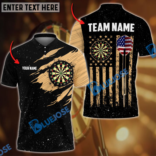 Frenzidea Darts USA Flag Golden Personalized Shirt