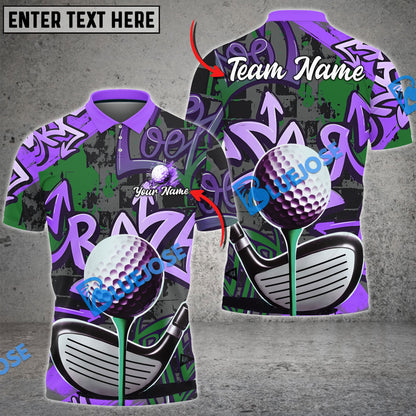 Frenzidea Golf Street Graffiti Style Customized Name, Team Name 3D Shirts (4 Colors)