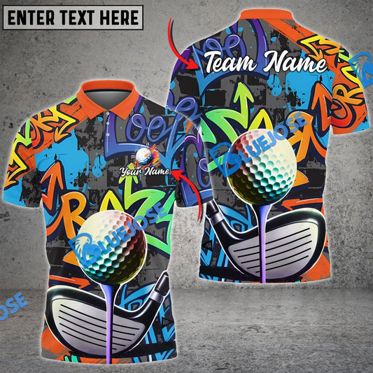 Frenzidea Golf Street Graffiti Style Customized Name, Team Name 3D Shirts (4 Colors)