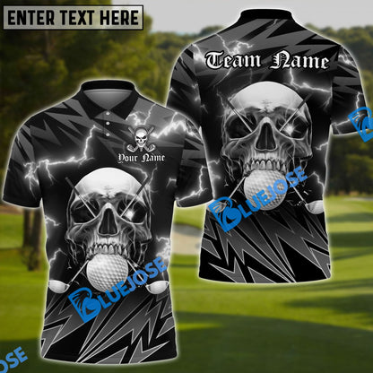 Frenzidea Golf Deadly Thunder Skull Customized Name, Team Name 3D Shirts (4 Colors)